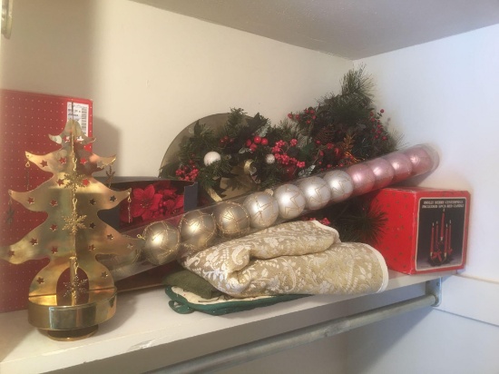 Top Left Shelf of Christmas Decorations