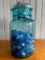 Aqua Quart Canning Jar (1908) W/Marbles