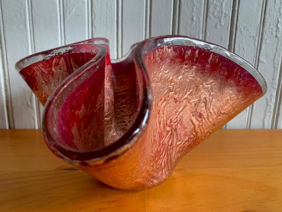 Contemporary Glass "Hankerchief" Vase Is Artist Signed & Dated