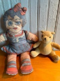 Vintage Cloth Doll & Gund Teddy Bear