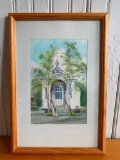 Framed Watercolor Of Building Front