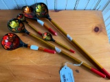 (6) Hand Painted Wooden Spoons From Russia