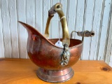 Copper & Brass Mini Coal Bucket W/Delft Handles