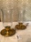 Matching Brass Candle Holders W/Glass Shades & Finger Grip