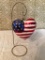 Glass Patriotic Heart Christmas Ornament W/Stand