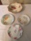 Vintage Deep Bowl & Hand Painted Plates-(4) Pcs. Total