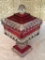 Vintage Ruby Flash Lidded Candy Dish