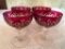 (4) Ruby Flash & Cut Stemmed Wine Glasses