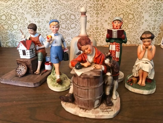 Group Of (6) Norman Rockwell Bisque Figures