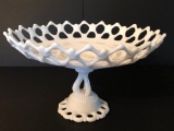 Vintage Milk Glass Open Compote