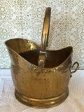 English Hammered Brass Bucket W/Handle