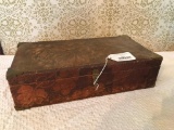 Antique Burnt Wood Lidded Box