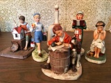 Group Of (6) Norman Rockwell Bisque Figures