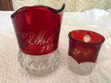 (2) Ruby Flash Souvenir Glass