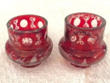 (2) Matching Bohemian Glass Glasses