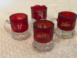 (3) Ruby Flash Souvenir Mini Mugs & Toothpick Holder