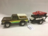 Nylint Bass Chaser Toy with Double Car Hauler and Two Plastic Corvettes