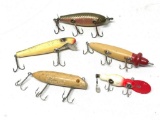 (5) Vintage Wooden Fishing Lures