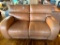 Leather 2-Cushion Couch W/Recliner On Each End