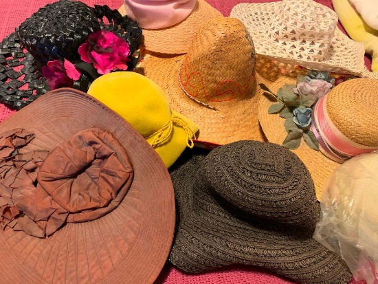 Group of Vintage Hats + Some Boxes