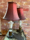 (2) Alabaster & Metal Lamps