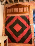 Antique Quilt & Walnut Headboard Made Into Display