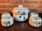 Vintage Westbend Stoneware Bean Pot W/(4) Soup Cups