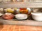 Shelf W/Serving Dishes, Soup & Popcorn Bowls, & More
