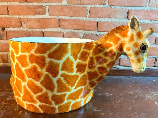 Unusual Paper Mache' "Giraffe" Container W/Figural Giraffe Head