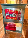 Contemporary Wooden Coca-Cola Stand W/Tin Sign