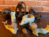 Group Of Pottery Animals & Figures