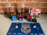 Group W/Tin Stamp Holders, Alligator Lamps, Blues Brothers Plate, & More!