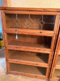 Contemporary 4-Section Oak Barrister's Bookcase W/Leaded Top Glass