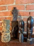 (4) Carved Ethnic Busts & Wall Decorations