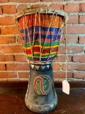 Hand Crafted Wooden Drum From Ghana, West Africa W/COA