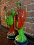 Matching Plaster Statues Of Oriental Couple