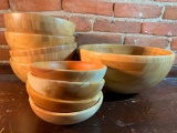 Ikea (5) Pc. Wooden Salad Set + (4) Smaller Wooden Bowls