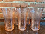 (7) Pink Depression Water Glasses