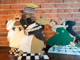 (3) Wooden Hand Painted Displays W/Pigs