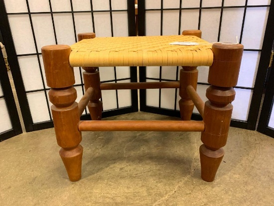 Cherry Footstool W/Rush Seat