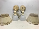 (2) Early American Electric Wall Sconces W/Matching Shades