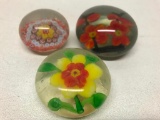 (3) Glass Paperweights