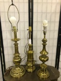 (3) Brass Lamps-(1) Is Stiffel