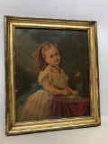 Antique Framed Print Of Young Girl