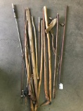 Group Of Vintage Fishing Poles & Walking Sticks