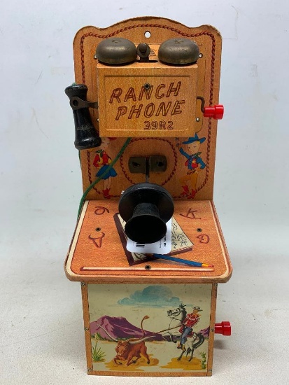 Vintage "A Gong Bell" Tin Telephone W/Crank & Receiver