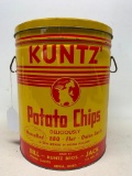 Vintage Kuntz' 2 Lb. Potato Chip Can W/Lid From Xenia, Ohio