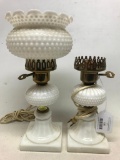 Pair Of Electric Milk Glass Bedroom Lamps