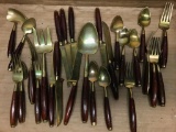 (26) Pcs. Wood & Bronze Flatware