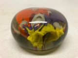 Art Glass Paperweight W/Abstract Design